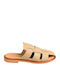 Leather Women's Flat Sandals Beige