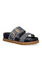 Leather Women's Flat Sandals Navy Blue