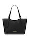 Damen Leder Shopper Tasche Schwarze