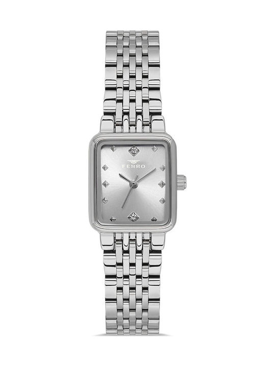 Ferro Womens Battery Watch With Silver Metal Bracelet
