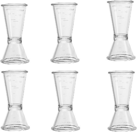 Set 6 Graduated Alcohol Measures Made Polycarbonate Bar 10/20ml