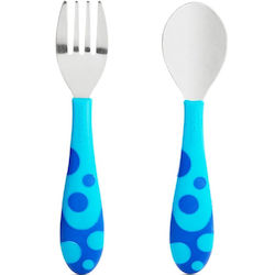 Munchkin Baby Set with Fork Toddler Fork & Spoon from Metal for 12+ Months Blue
