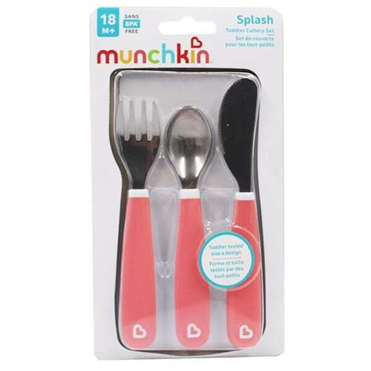 Munchkin Set Baby Cutlery Splash from Metal for 18+ Months Pink 3 Pieces