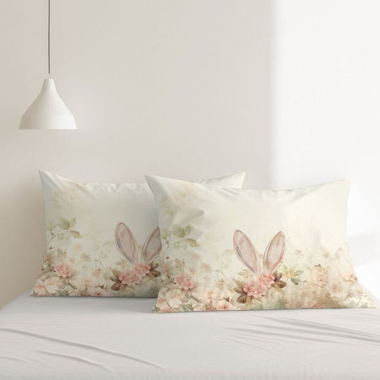 Set 3d Fețe De Pernă Pastel Floral Iepuraș Imprimat 50x70cm Elon