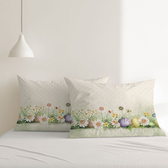 Set 2 Pillowcases 3d Spring Flowers Eggs 50x70cm Egly
