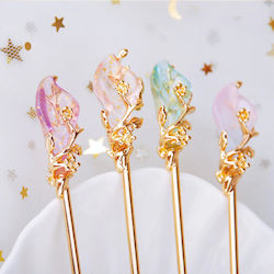 Chop Stick Hair Pin Gold Flower Turquoise Rachel