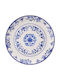 Hermia Flower Shallow Ceramic Blue Plate with Diameter 25.5cm 6 Pieces