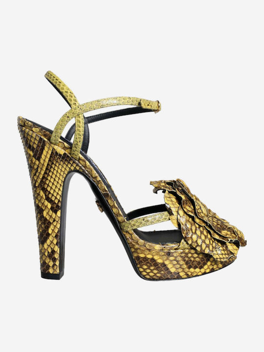 Dolce & Gabbana Δερμάτινα Πέδιλα Κίτρινα