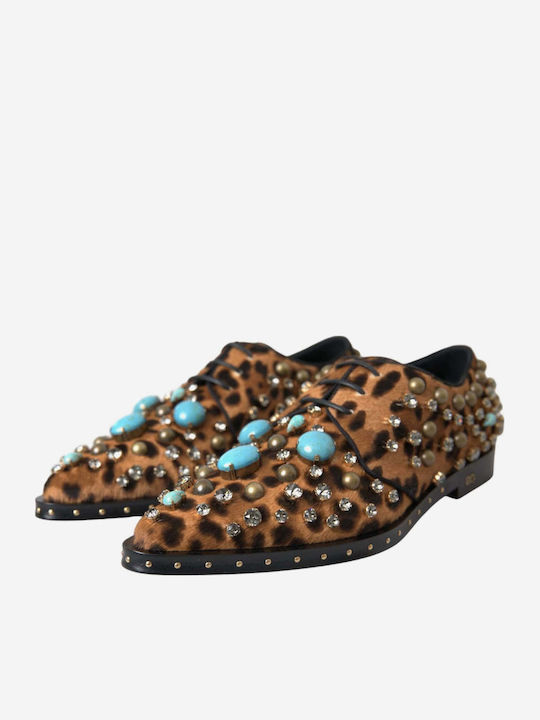 Dolce & Gabbana Damen Leder Oxfords in Braun Farbe