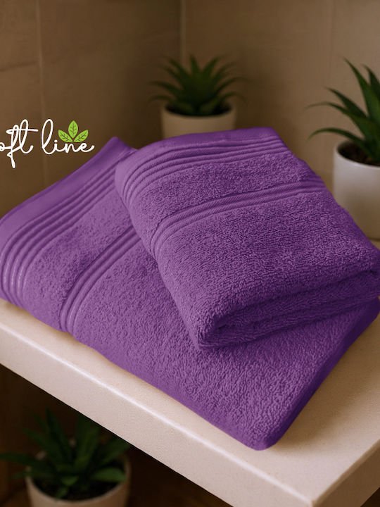 Cosy Life Πετσέτα Προσώπου Soft Line Μωβ 2τμχ Βάρους 500gr/m²