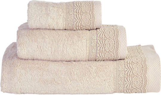 Down Town Home Bath Towels Set 3 pcs Ecru Weight 600gsm