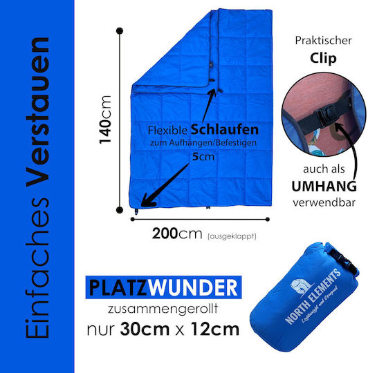 North Elements Folding Waterproof Camping Κουβέρτα Πικ Νικ 140x200cm σε Μπλε χρώμα