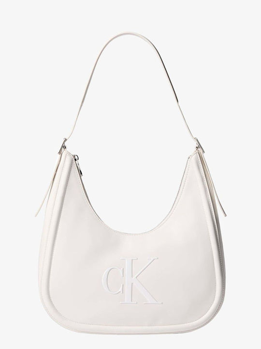 Calvin Klein Bold Ck Γυναικεία Τσάντα Ώμου Εκρού