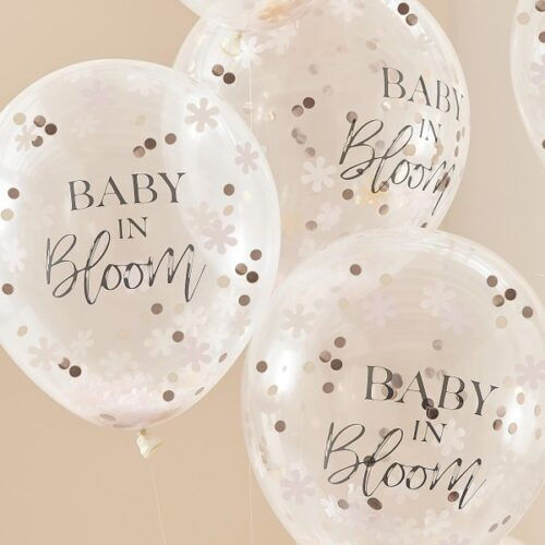 Set of 5 Baby Birth Latex Transparent Balloons "baby In Bloom" 30cm