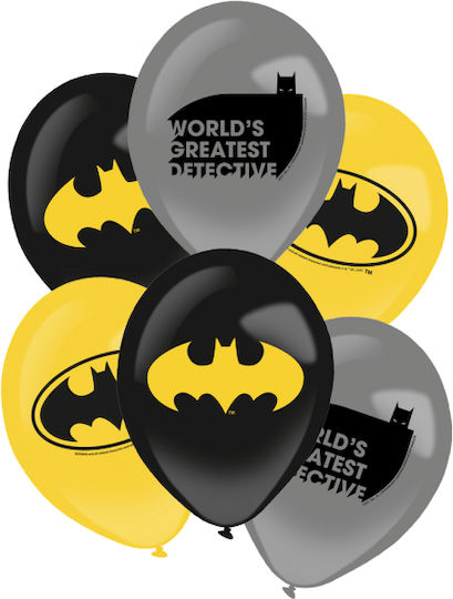 Set 6 Birthday Balloons Batman Latex 28cm