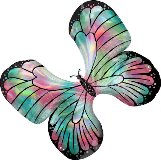Baptism Balloon Butterflies Jumbo Pink Turquoise 86cm