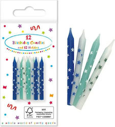 Blue Birthday Cake Candles 12 Pieces
