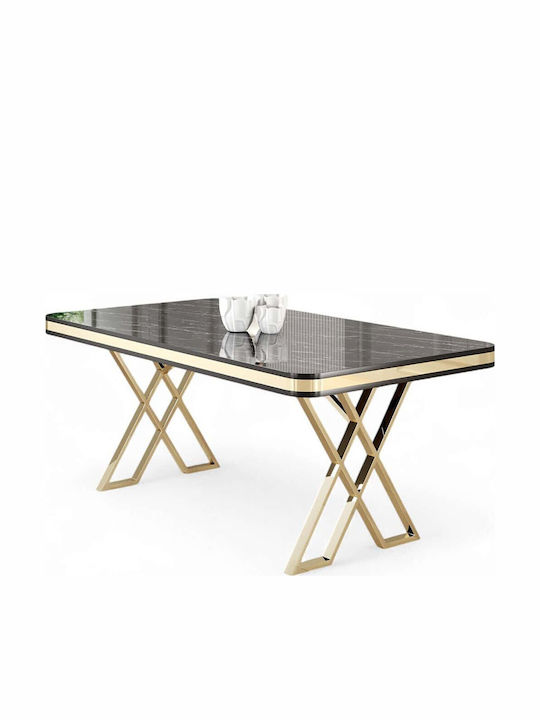 Vals Dining Table with Marble Surface Black-gol...