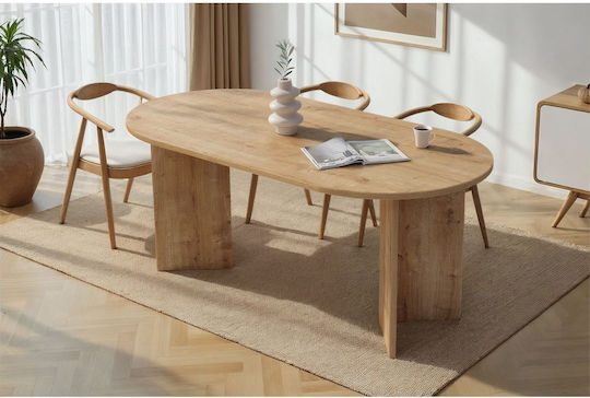 Sablin Овална Трапезна Маса Дървена Дъб 180x89.5x75см