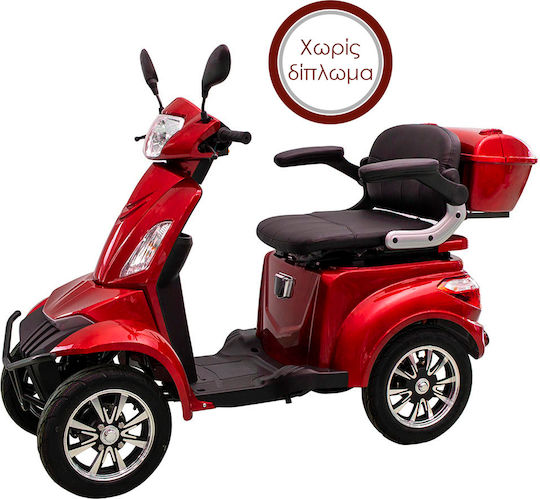 Scooter Motocicletă Electrică Cvadruciclu cu Putere de 1000W cu Viteză Maximă de 25km/h Autonomie de 60km Culoare Roșie