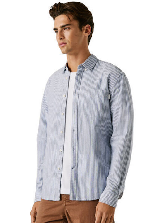 Long Sleeve Striped Light Blue Shirt