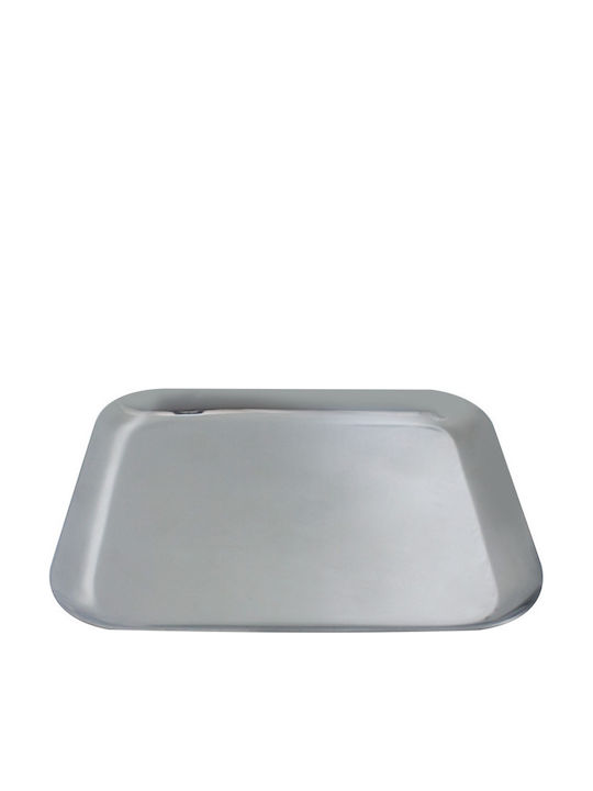 Raki Piatelă De Servire Pătrată Inox Gri 20x20cm