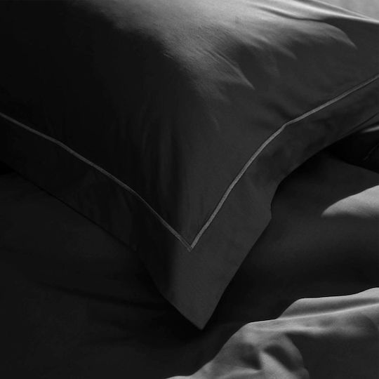 White Fabric Parisienne Set Of Black Pillowcases 50x70cm