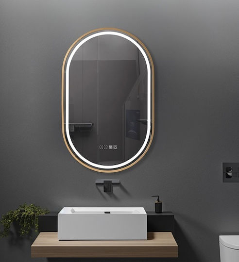 Badezimmerspiegel LED Berührung Mirrorlux Helios S-4971g Oval 900x600mm Gold