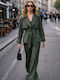 Women's Khaki Set with High Rise Trousers with Rubber Band