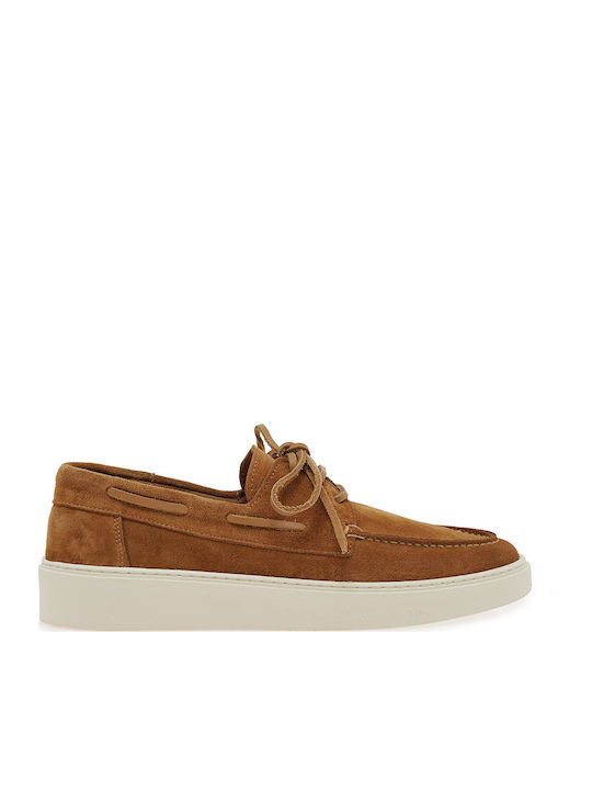 Suede Men's Boat Shoes in Tabac Brown Colour