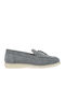 Leather Women's Loafers In Gray Color