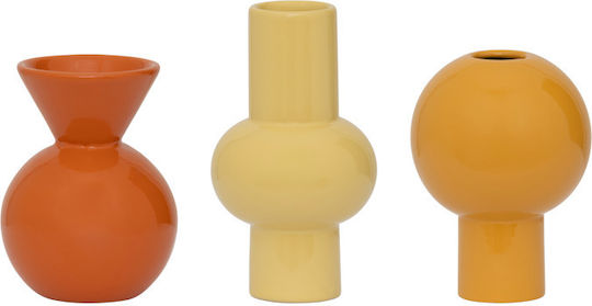 Urban Nature Culture Amsterdam Set Decorative Ceramic Orange Vases 3 Pieces
