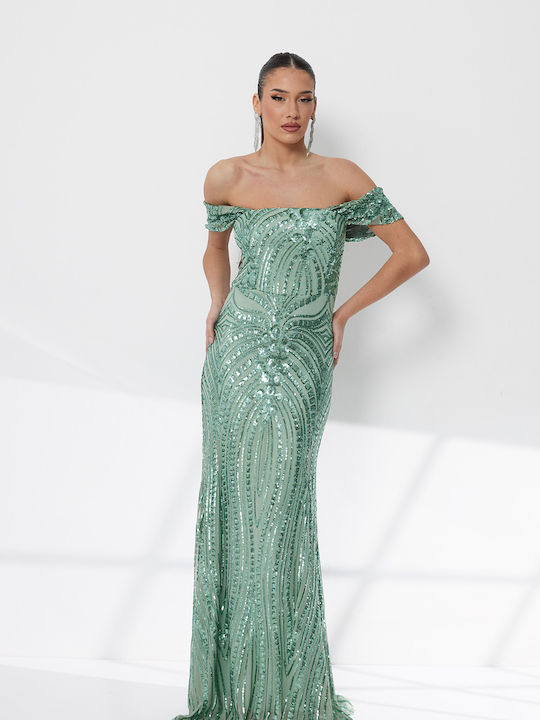 Maxi Dress for Wedding Christening Green