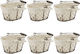 Set 6 Oval Bread Serving Baskets Raki 20x15x12cm Handle Made Metal Fabric