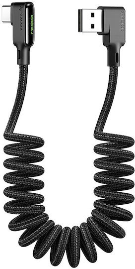 Mcdodo Abgewinkeltes USB Typ-C Kabel Spiral Feder Schnellladekabel mit LED