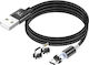 Avizar Cablu 3-in-1 Magnetic Usb-c Lightning Micro-usb La Usb-a 1m Negru