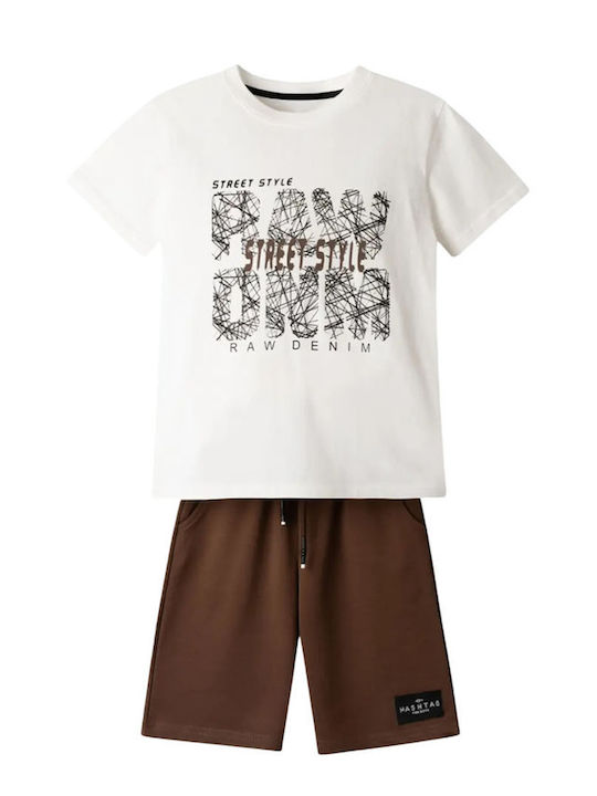 Hashtag Kids Set with Shorts White-Cigar 2 Pieces