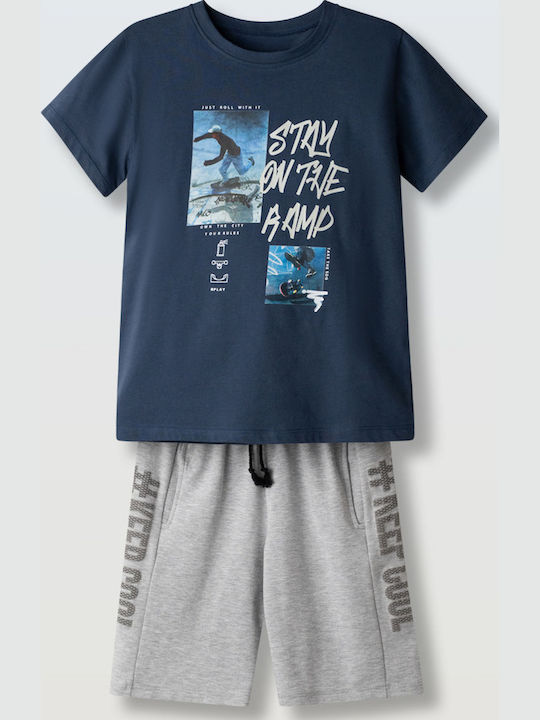 Hashtag Kids Set with Shorts Blue-Gray 2 Pieces