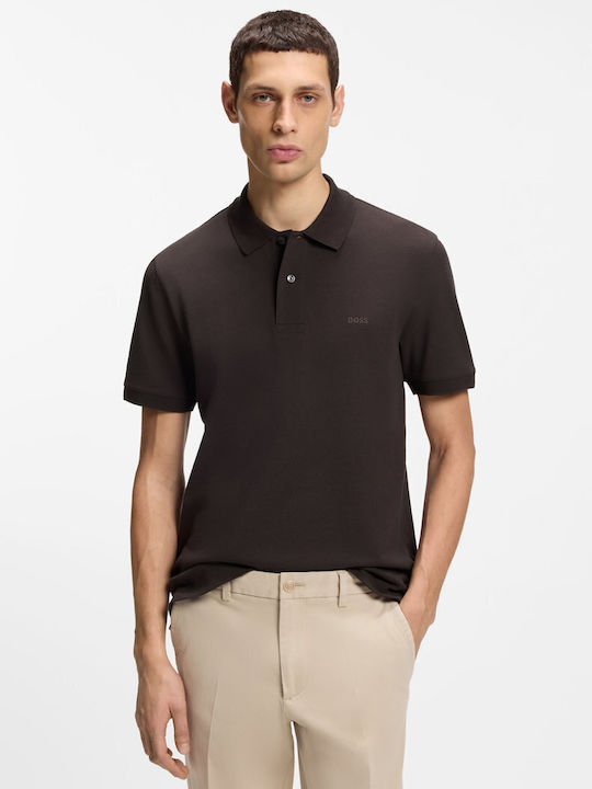 Boss Polo Herrenbluse Kurzarm Braune