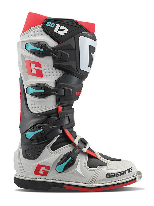 Gaerne SG 12 Gravel Men's Motocross Leather Boots Black/White/Red/Blue