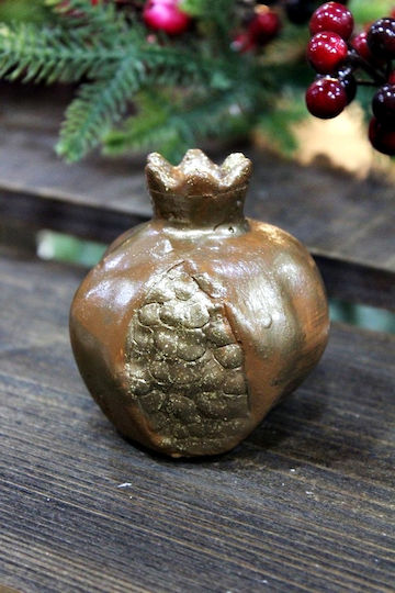 Gerakis Tabletop New Year's Lucky Charm Brown Pomegranate Made of Plaster 8x8.5cm 004077KA