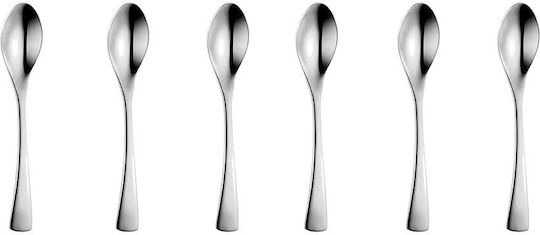 Raki Wicked Set Of Metallic Silver Dessert Ice Cream Spoons 6 Pieces