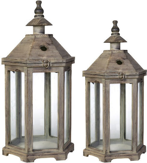 Artekko Graca Комплект Фенерчета Дървени Кафяви 38.1x33x78.7см 2 Бройки
