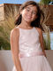 Girls Sleeveless Dress with Sequins Light Pink