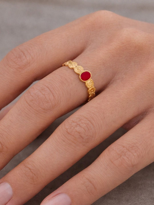 Eluna Damentlicher Ring mit Steinen aus vergoldetem Stahl