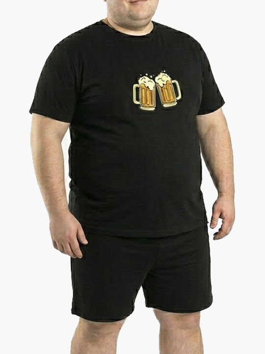 A.A UNDERWEAR Sommer Herrenpyjama Baumwollene Schwarz