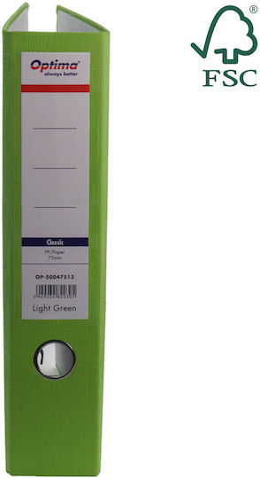 Optima Clasic & Premium A4 Binder Laminated Pp Paper Metal Edge 75 Mm Optima Classic Light Green