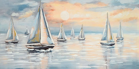 Canvas Painting Ships At Sea Sunset 60x120cm 8/kib Canvas Painting Ships At Sea Sunset 60x120cm 8/kib