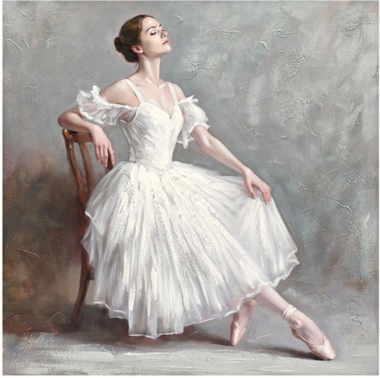 Marhome Ballerina With White Dress On Chair Painting On Canvas 80x80cm