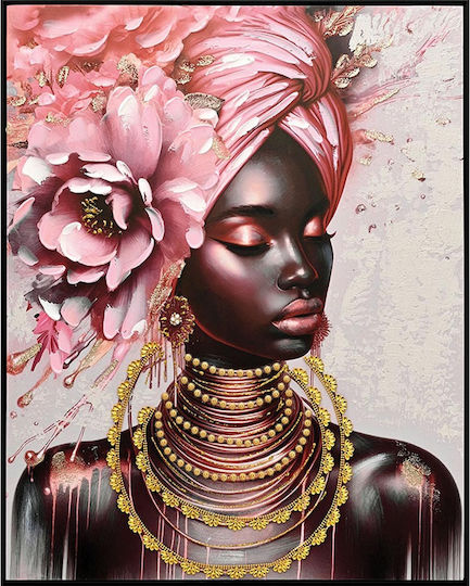 Marhome African Woman with Flowers on Head Painting on Canvas 82x102cm